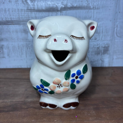 Vintage Smiley Shawnee Pig Ceramic Pitcher