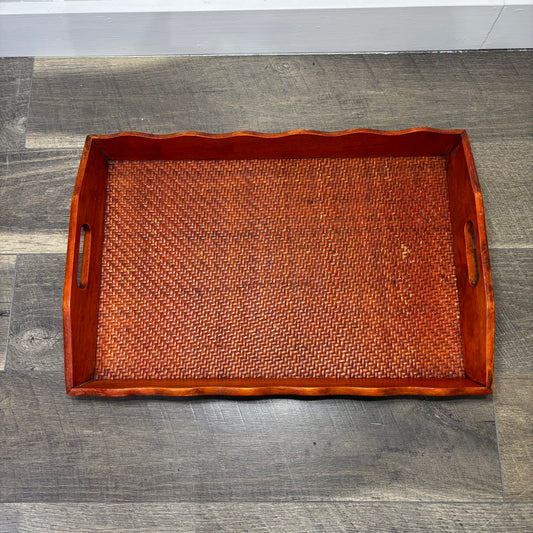 Vintage Rattan Orange/ Red Tray