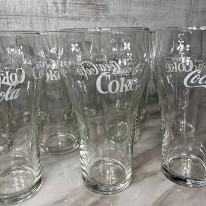 Vintage Coca-Cola White Logo "Enjoy Coke" Clear Drinking Glass Set Of 13