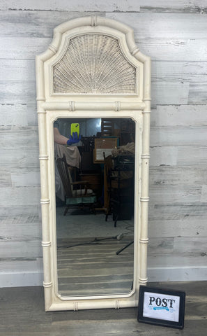 Faux Bamboo Mirror Cane Hollywood Regency Mid-century modern