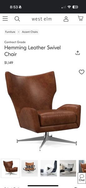 West Elm Hemming Leather Swivel Chair