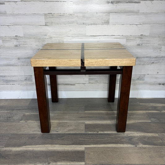 Faux Marble Top End Table