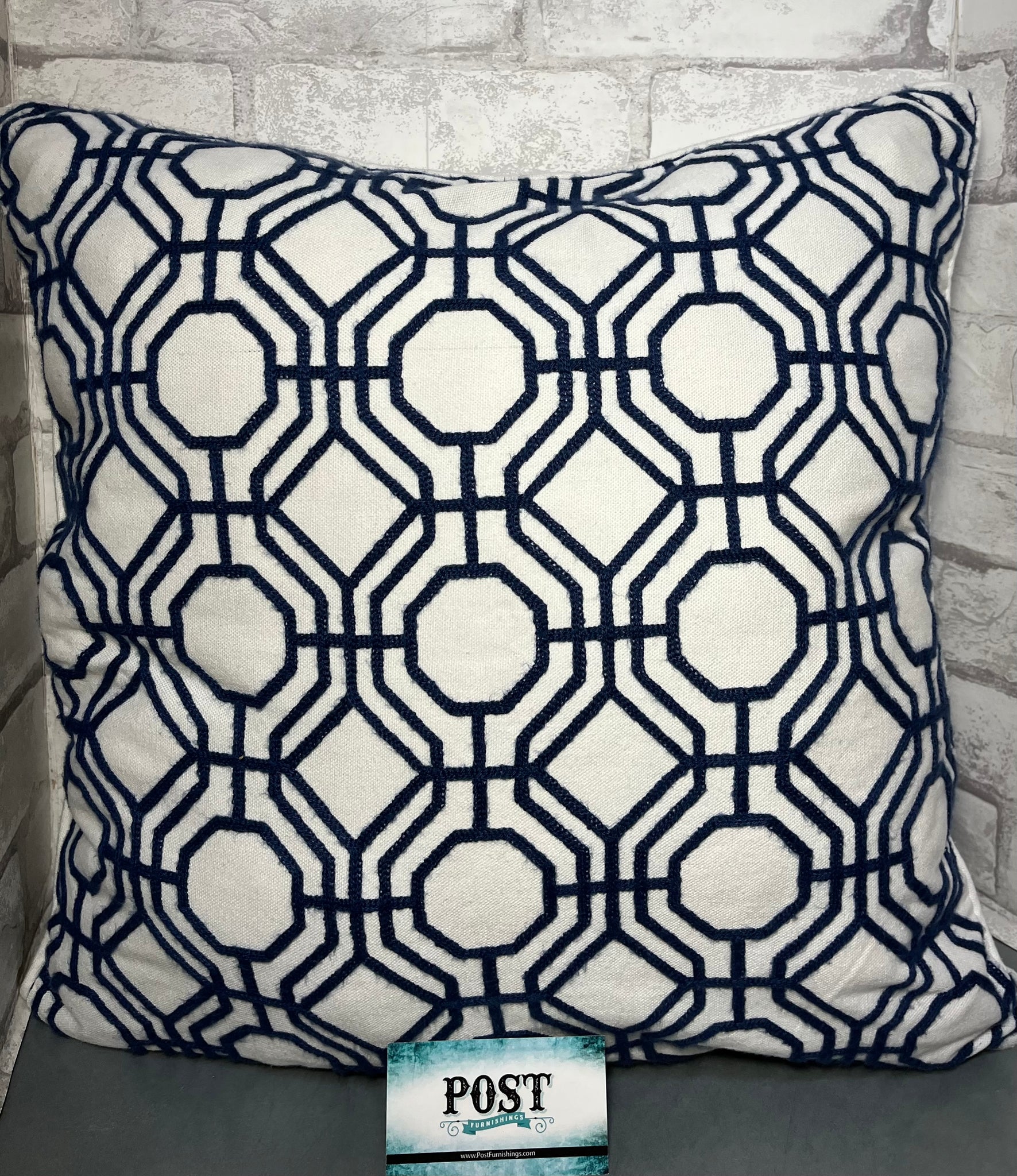 Blue Hexagon Throw Pillow