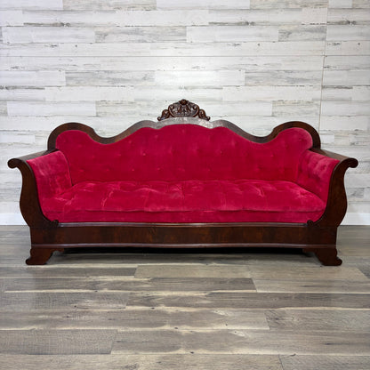Antique Red Victorian Sofa Couch