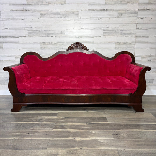 Antique Red Victorian Sofa Couch