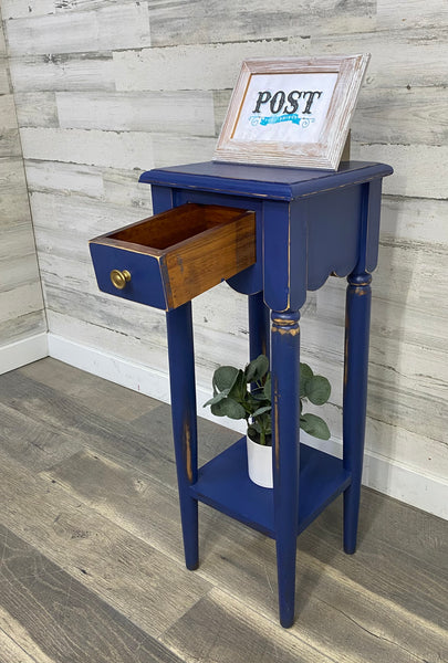 Navy Blue End Table/ Nightstand/ Plant Stand