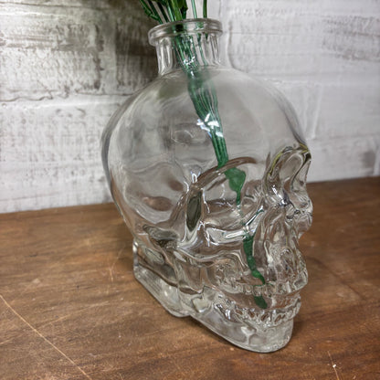 Clear Glass Skull Vase/ Decor
