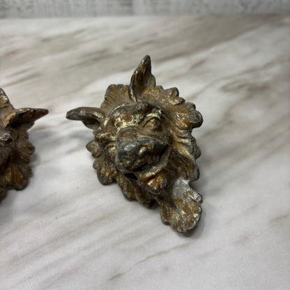 Vintage Brass Lion Head Drawer Pulls