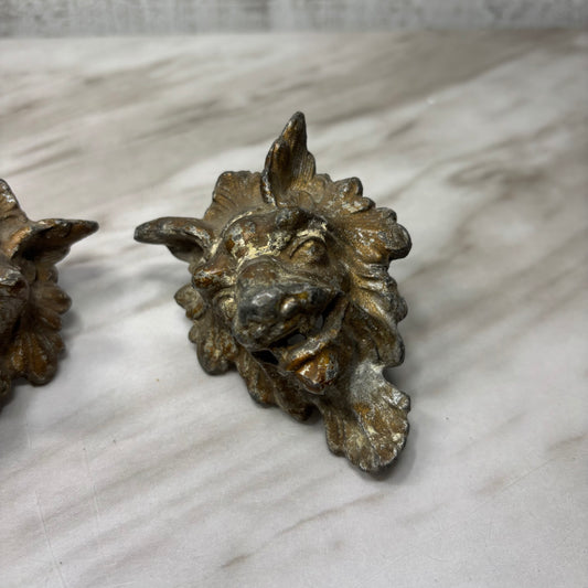 Vintage Brass Lion Head Drawer Pulls
