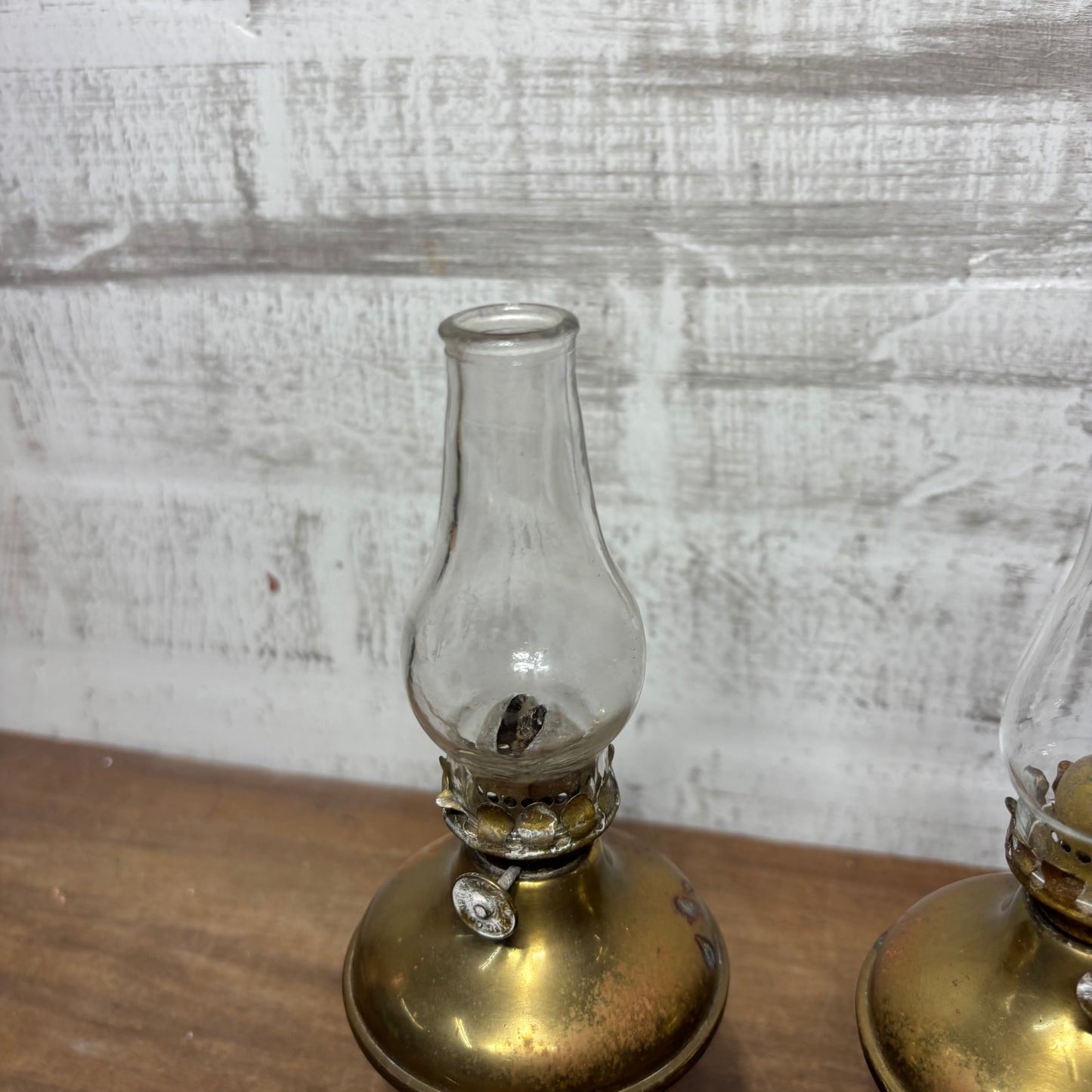 Vintage Brass Hurricane Lamps Set