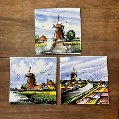 Delft Holland Windmill Hand Painted Ceramic Tiles