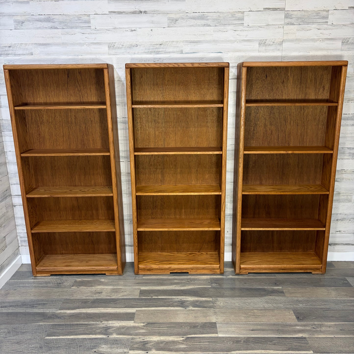 Set Of 3 Oak Bookshelves