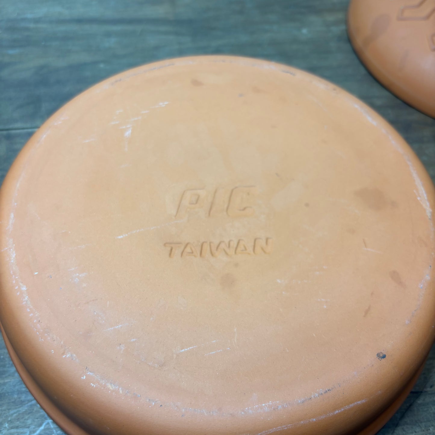 Vintage PIC Terracotta Clay Round Casserole Dish