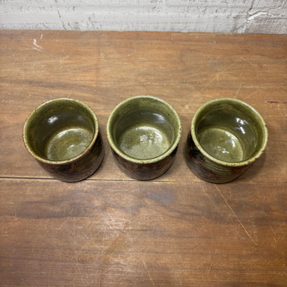 Vintage OMC Japan Stoneware Sake Cups Set of 3