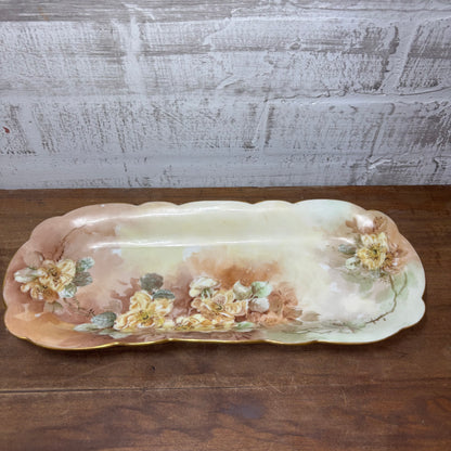 Antique Limoges France Hand-Painted Porcelain Celery Dish