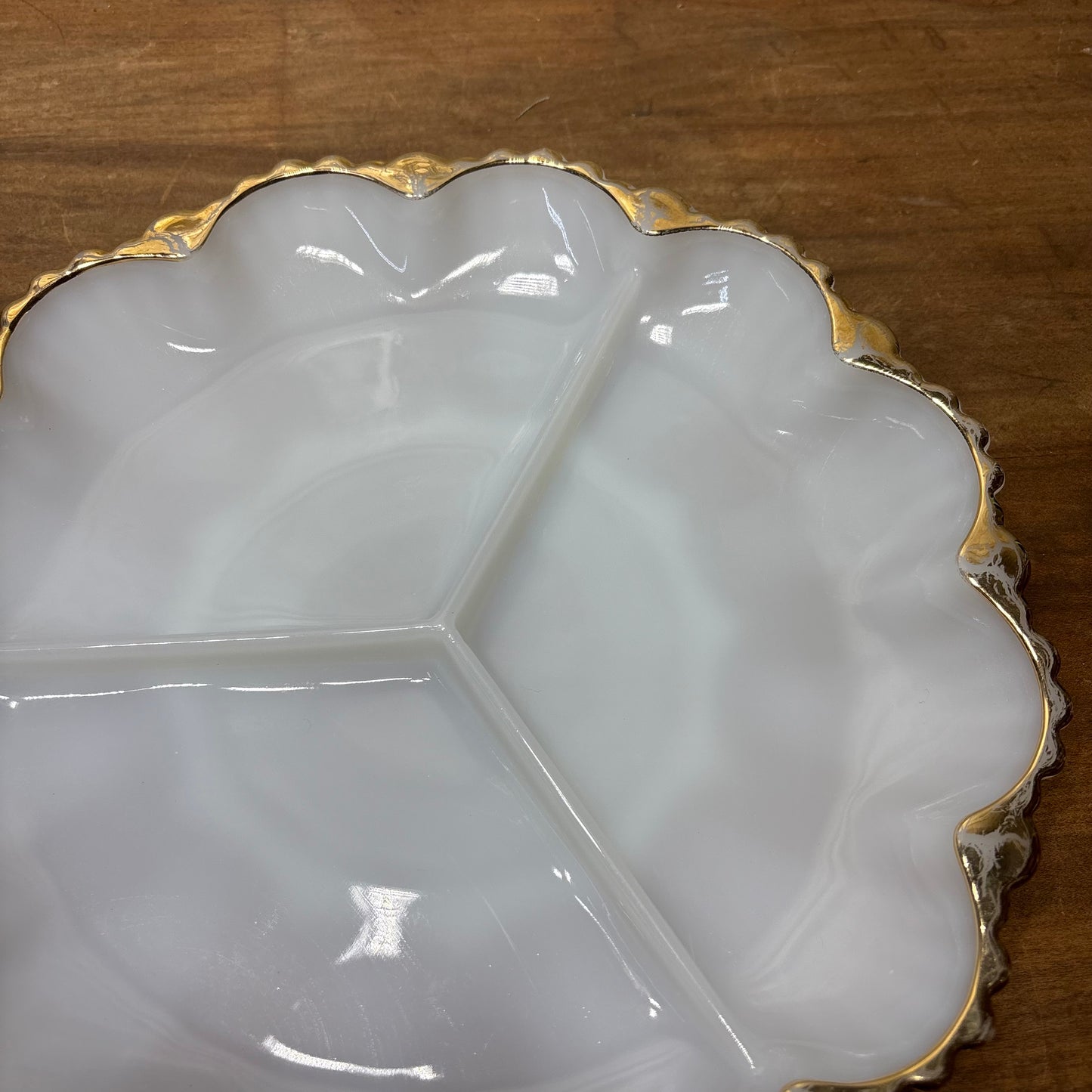 Vintage Anchor Hocking Fire-King Milk Glass Divided Dish
