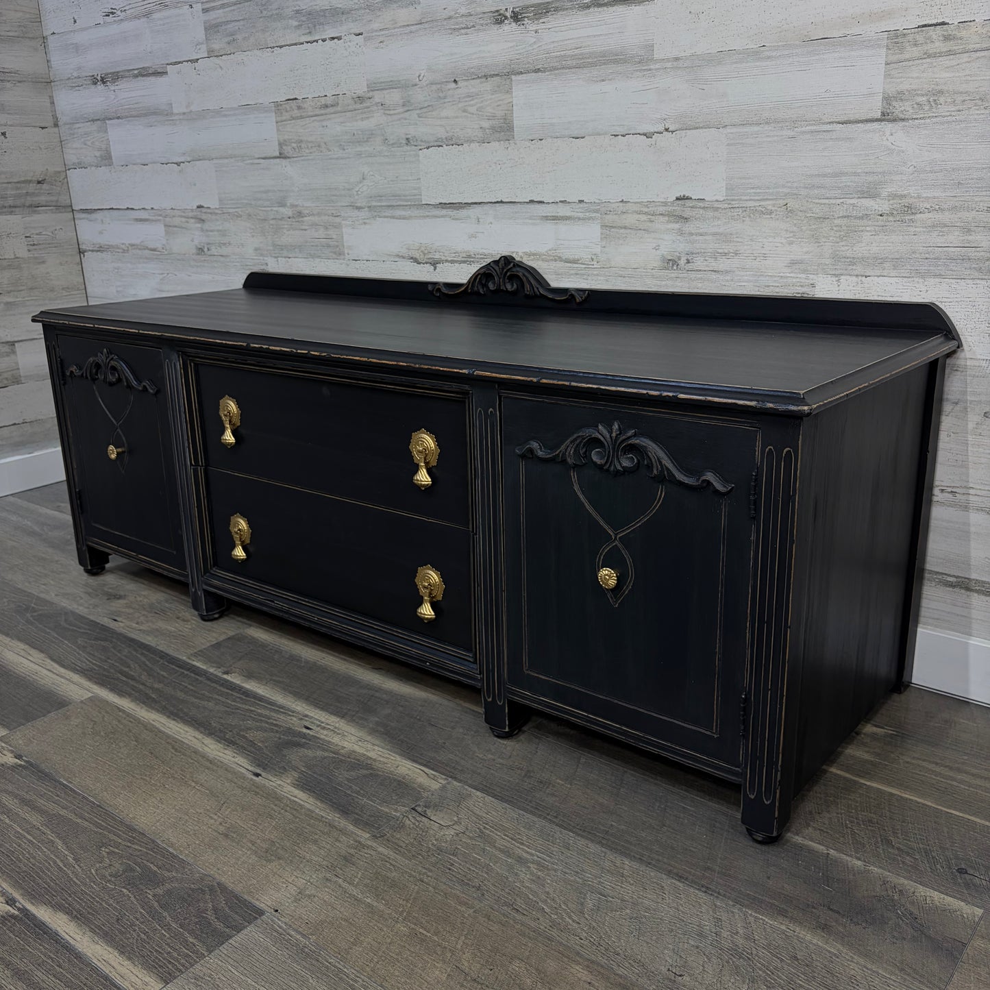 Low Antique Black Buffet
