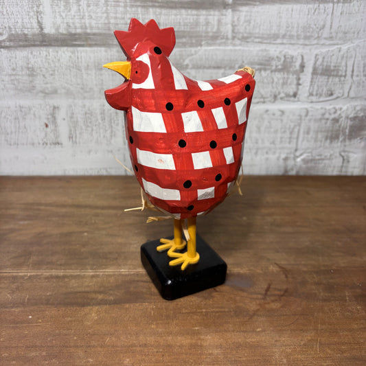 Rustic Plaid Rooster Figurine