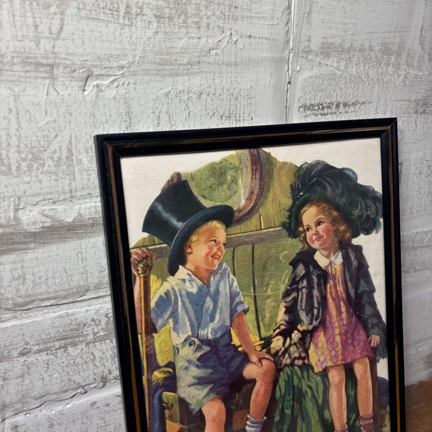 Vintage Framed Childhood Whimsy Print Wall Art Print
