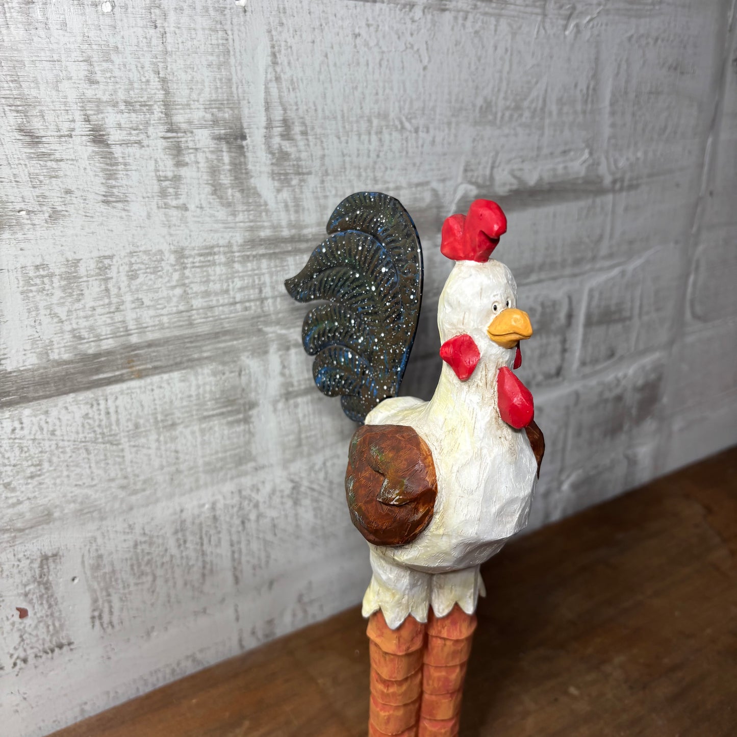 Painted Cartoon Rooster Figurine