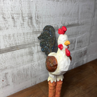 Painted Cartoon Rooster Figurine