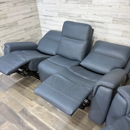 Leather Flexsteel “Sawyer” Power Reclining Sofa & Chair Set