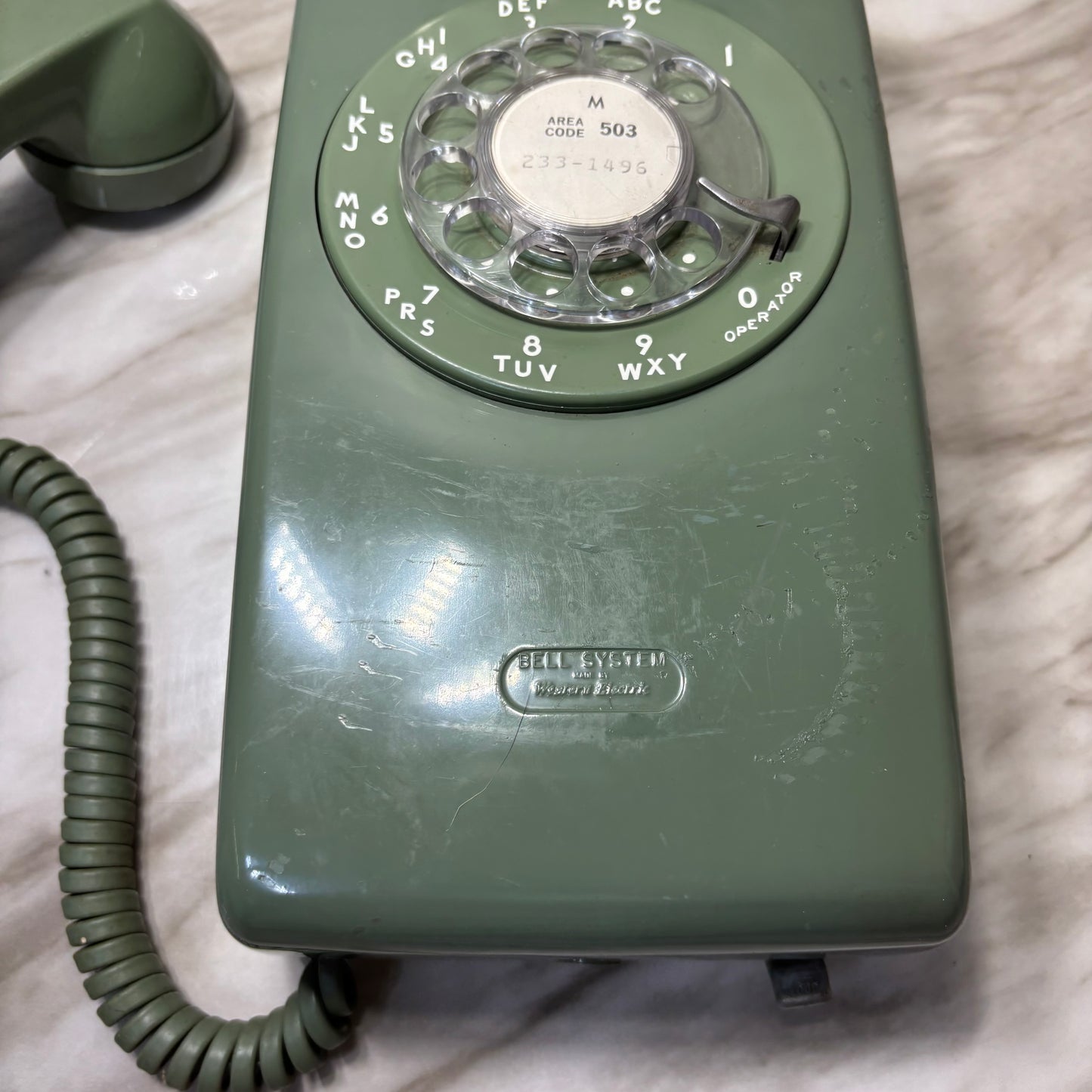 Vintage Green Western Electric Model Rotary Wall Mount Telephone