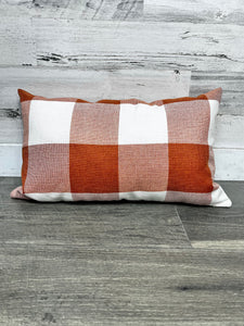 Orange Plaid Autumn Throw Pillows