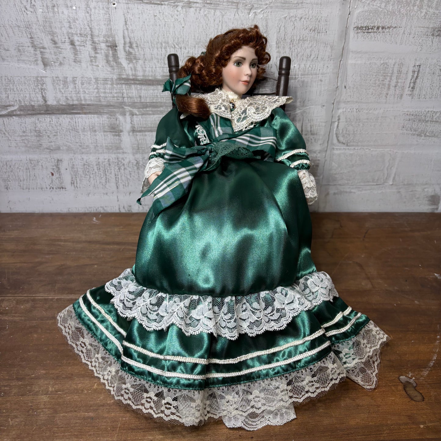 Vintage Paradise Galleries Victorian Porcelain Musical Doll On Rocking Chair
