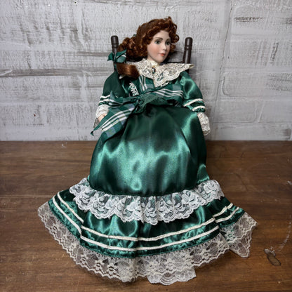 Vintage Paradise Galleries Victorian Porcelain Musical Doll On Rocking Chair