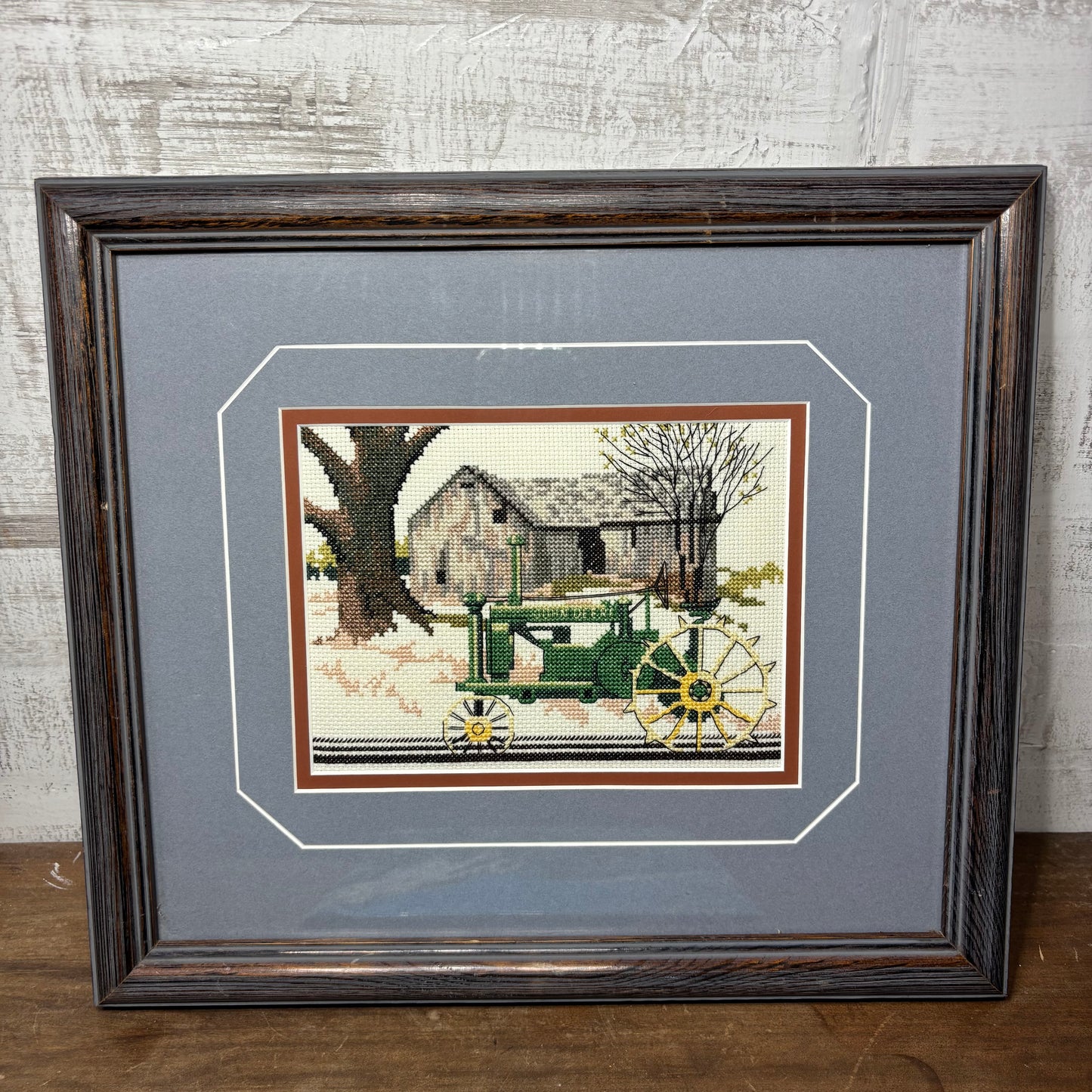 Vintage Cross Stitched John Deere Art
