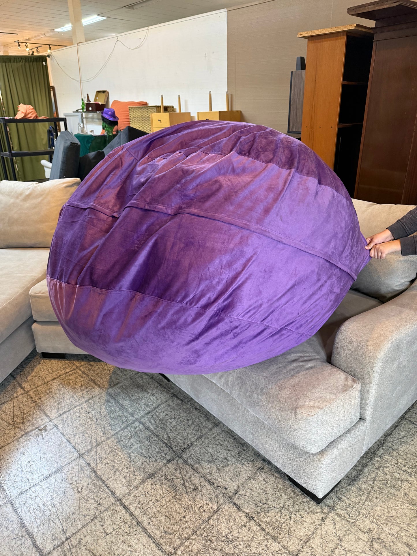 Huge Memory Foam Beanbag Chair Purple