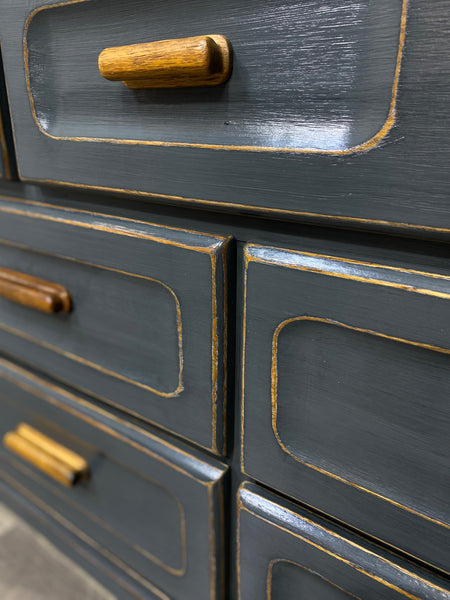 Dark Gray Dresser W/ Wood Handles