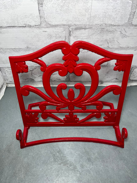 Red Enamel Cast Iron Cookbook Stand