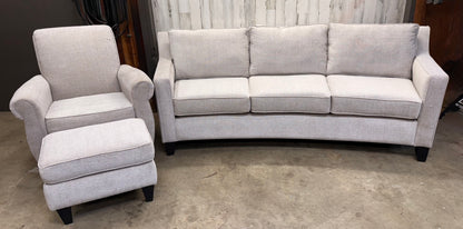 3pc Stanton Curved Back Couch and Chair W/ Ottoman