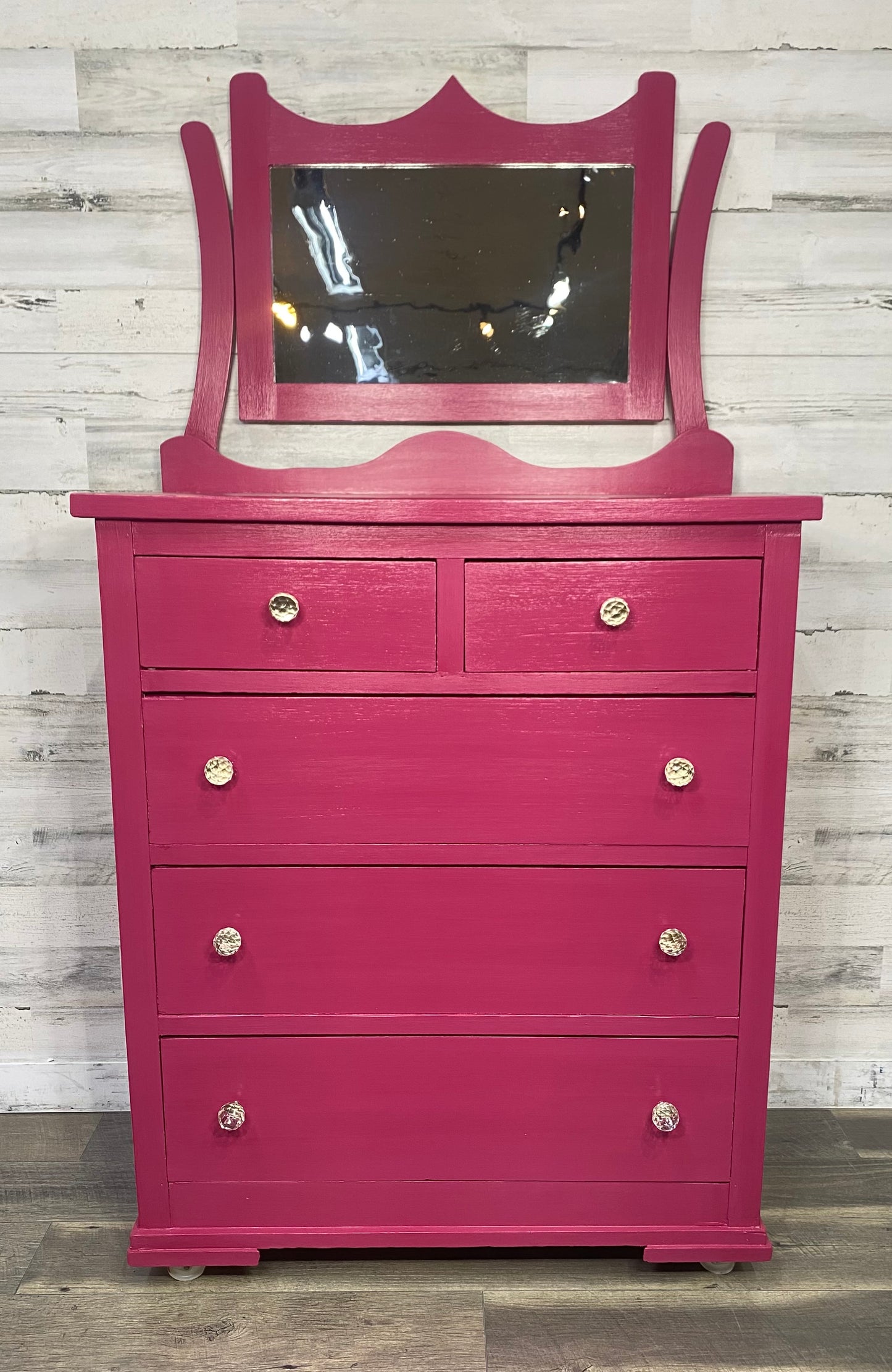 Hot Pink Antique Dresser W/ Mirror
