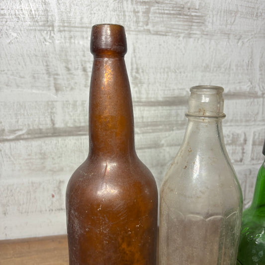 Antique Glass Bottle Set Of 3 #7