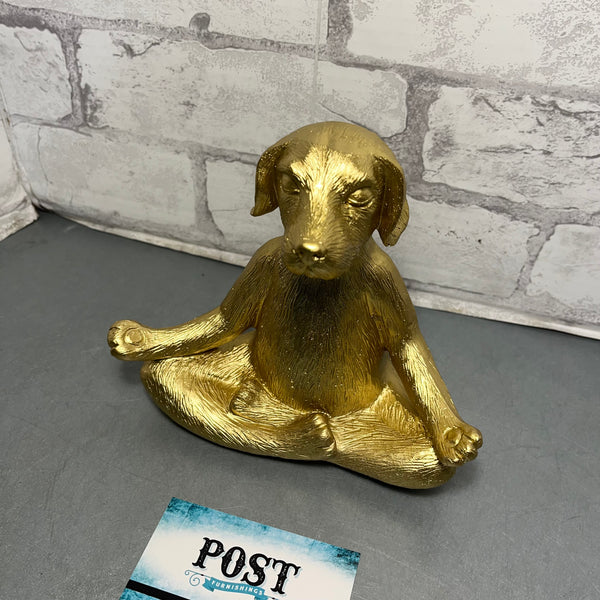 Gold Meditating Dog Statue