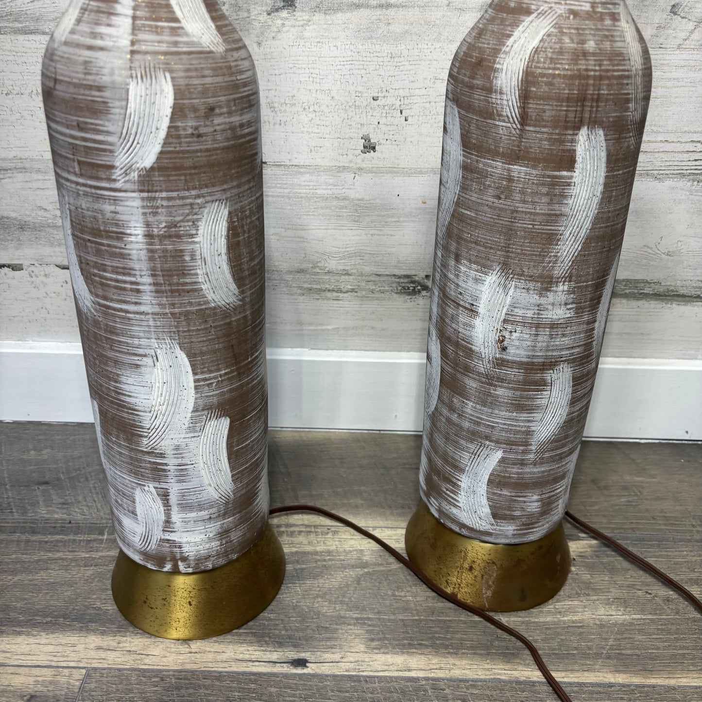 Vintage Design Technics Influenced Bottle Style Textured Lamp Set