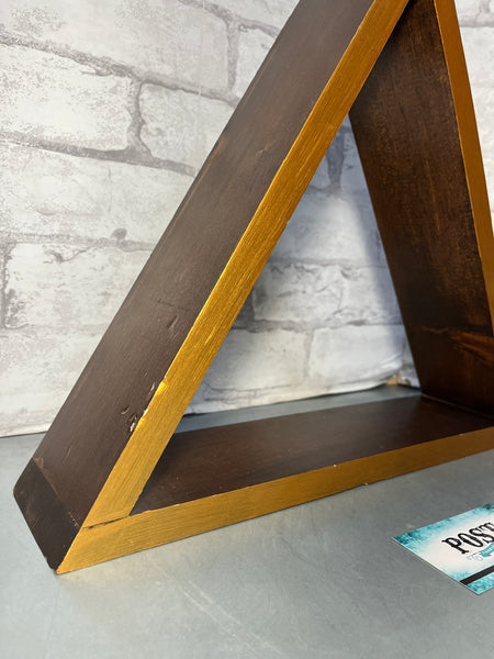 Wood Triangle Wall Shelf w/ Gold Trim