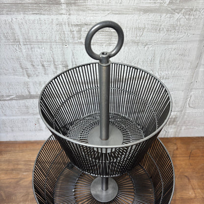 Crate & Barrel Two Tier Metal Fruit Basket