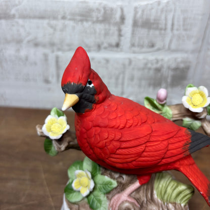 Vintage Red Cardinal Porcelain Spinning Music Box