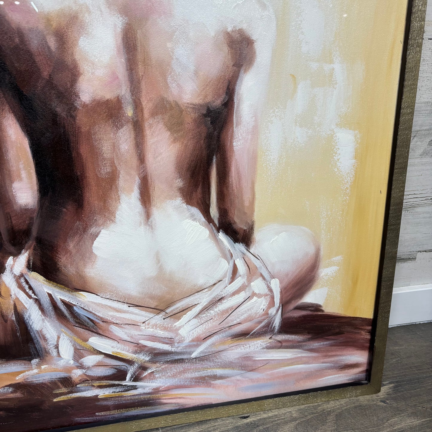 Framed Nude Woman Back Portrait Painting