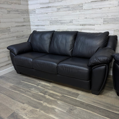 3pc Black Leather Couch Set