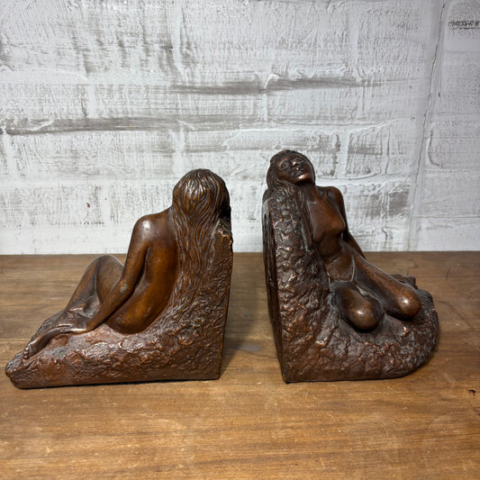 Vintage KBW Art Bronze Nude Lady Sculpture Bookends
