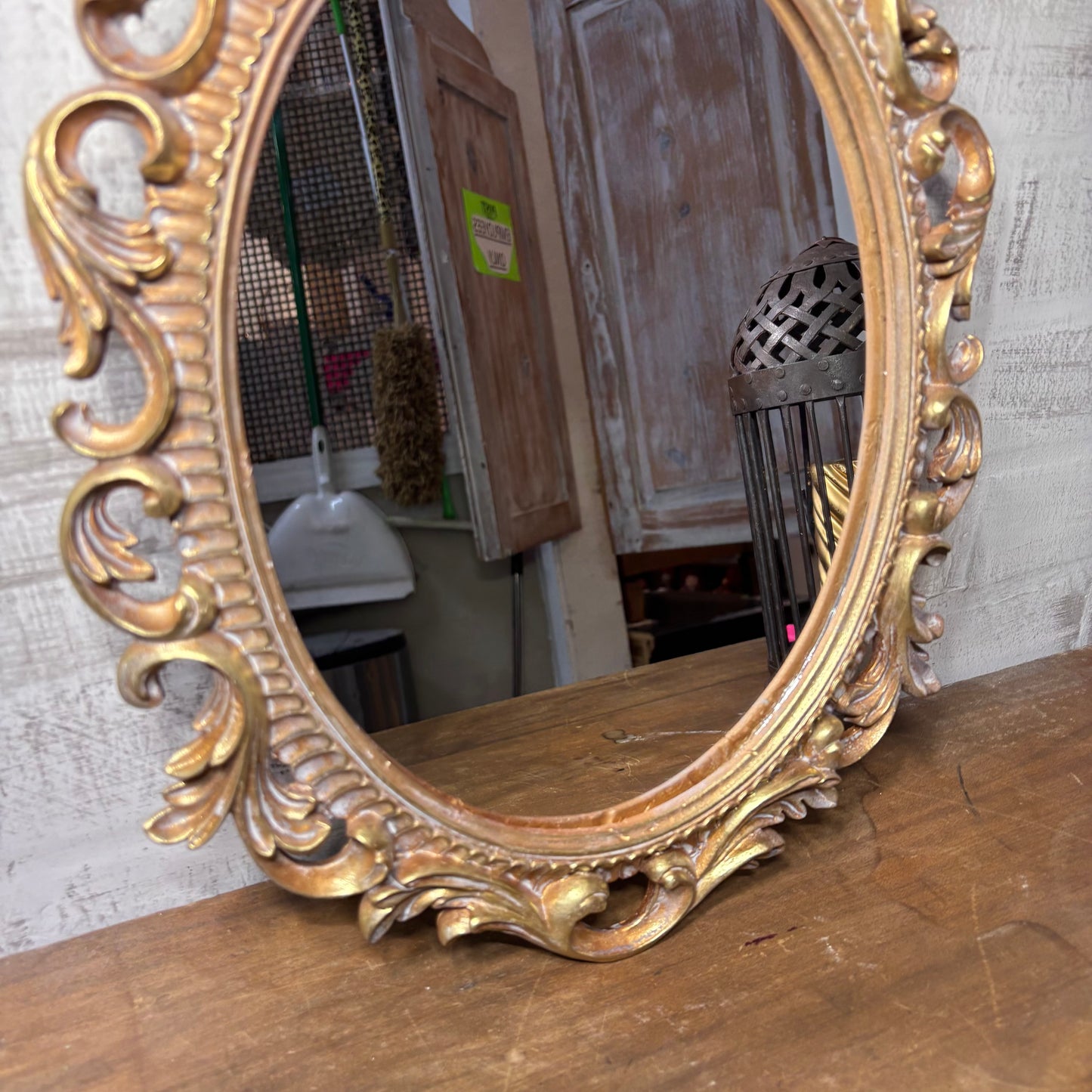 Ornate White Gold Mirror