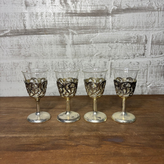 Antique Silverplate Cordial Cups Set Of 4