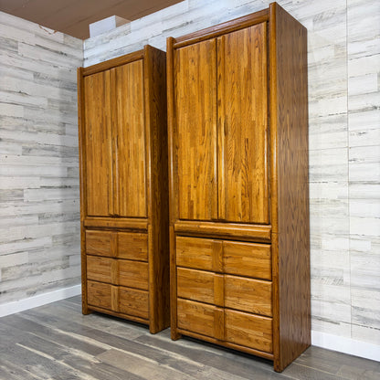 Oak Armoire Wardrobe Set Of 2