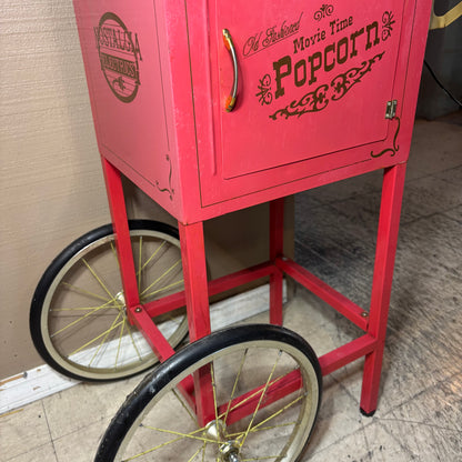 Old Fashioned Movie Time Popcorn Cart and Machine