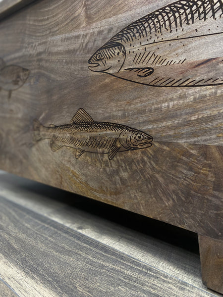 Wood Carved Fish Coffee Table/ Chest